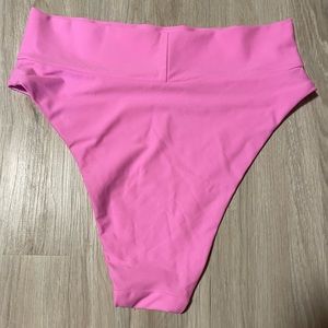 LIKE NEW WORN ONCE AERIE PINK HIGH CUT CHEEKY BIKINI BOTTOM SIZE LARGE